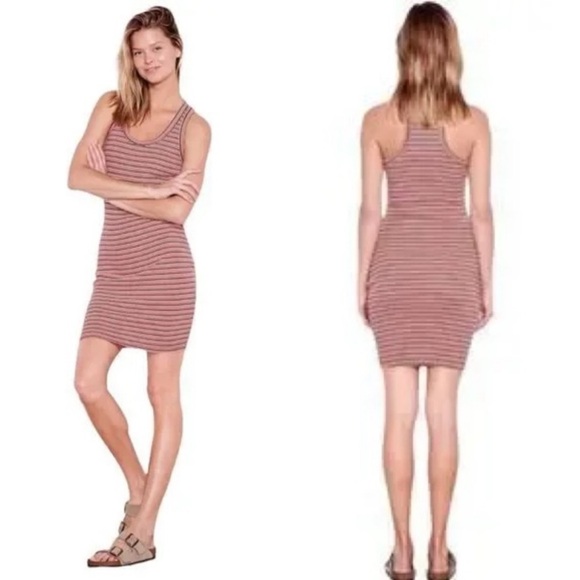 SUNDRY Ribbed Racerback Mini Fitted Bodycon Dress Multicolor Stripe Size 1 (S) - Picture 1 of 12